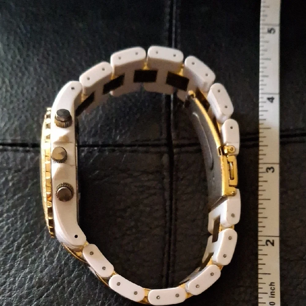Gold and White Women's Watch